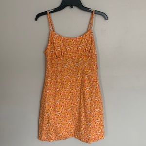 orange floral cute dress